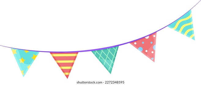 bright vector illustration garland of flags, party decoration, paper flags 