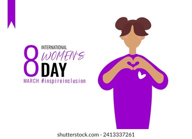 Bright vector illustration: happy woman in InspireInclusion movement style, embodying joy and unity in honor of International Women's Day