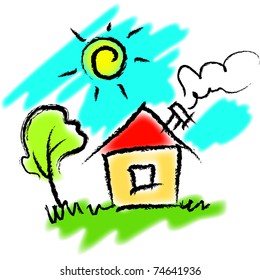 Bright vector illustration of home