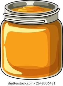 Bright vector illustration of a honey jar with a lid. Bold outlines and warm colors create a vibrant, appealing look