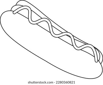 bright vector illustration of hot dog, fast food, street food, doodle and sketch 