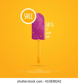 Bright vector illustration of ice cream. Isolated illustration of a dairy product.