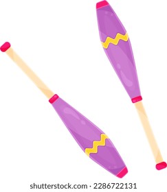 bright vector illustration of juggling clubs, circus accessories, circus equipment 