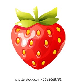 Bright vector illustration of a juicy strawberry. Perfect for design, healthy food advertising, children's projects, and summer themes. The fresh, appetizing look will grab attention.