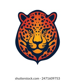 Eine helle Vektorillustration des Gesichts eines Leoparden, in Orangetönen mit dunklen Linien auf hellem Hintergrund, ist eine ideale Wahl, um ein helles und einprägsames Logo zu kreieren