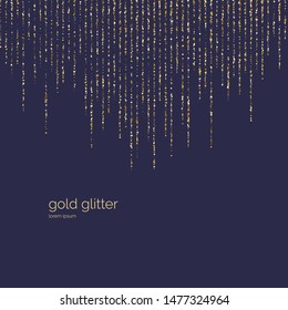 Bright vector illustration Magic rain of sparkling glittery particles lines on a dark background.