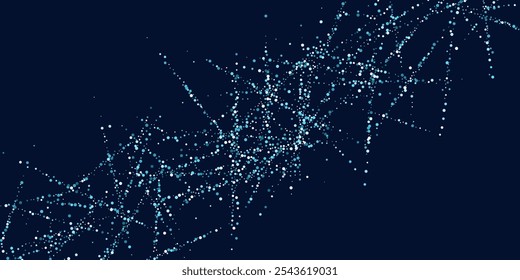 Bright vector illustration of magic sparkling shiny particles and lines on dark background.
