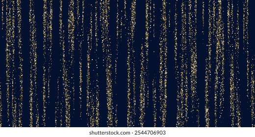 Bright vector illustration of magic sparkling shiny particles and lines on dark background. Vector illustration. Golden glitter.