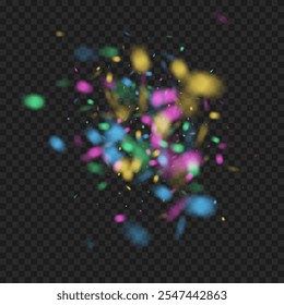 Bright vector illustration of magic sparkling shiny particles on dark background.