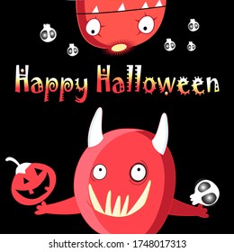 Bright vector illustration of monsters funny for Halloween