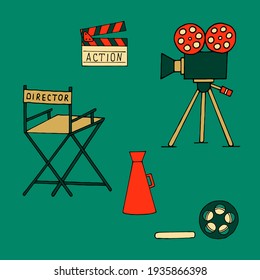 Bright vector illustration on the theme of cinema.