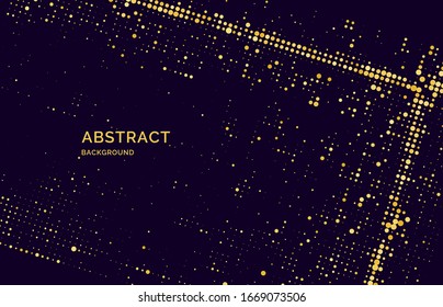 Bright vector illustration. Poster of sparkling glitter particles on a dark background.