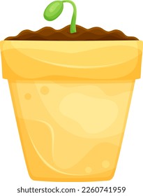 bright vector illustration of a pot with seedlings, a sprout, indoor plants and a vegetable garden 