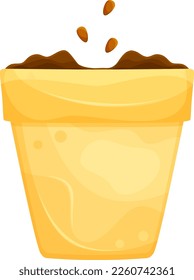 bright vector illustration of a pot with seedlings, planting plants, indoor plants and a vegetable garden 
