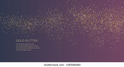 Bright vector illustration of sparkling glittery particles lines on a dark background.