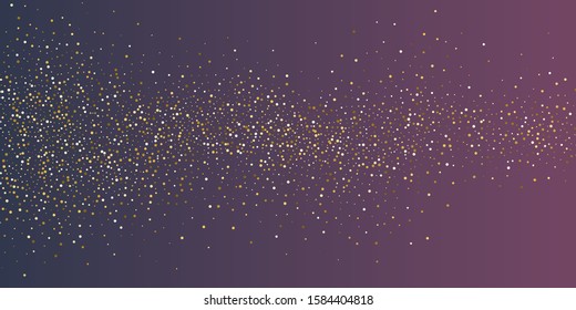 Bright vector illustration of sparkling glittery particles lines on a dark background.