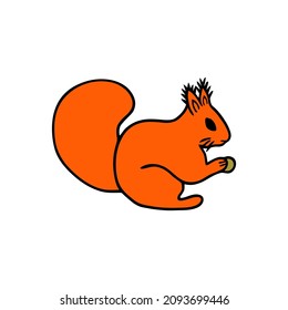 Bright vector illustration with a squirrel on a white background.