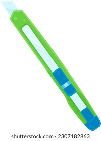 bright vector illustration of a stationery knife, school and office supplies, back to school