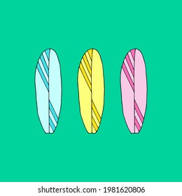 Bright vector illustration with surfboards.