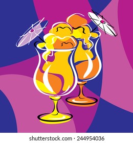 bright vector image of cocktails. stylized stained glass