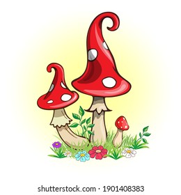 Bright vector image of a fairy mushroom.