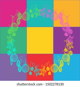 
Bright vector image in the style of Andy Warhol.