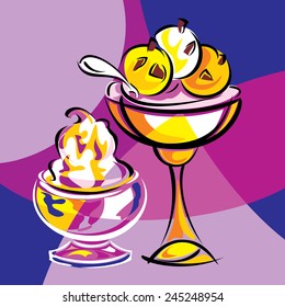 bright vector image of sweets sweet dessert. stylized stained glass