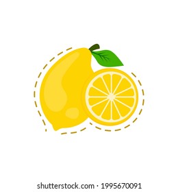 Bright vector of lemon fruit color. fresh cartoon lemon isolated on a white background.