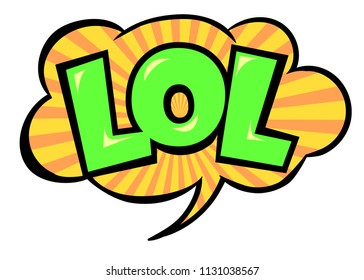 Bright vector LOL speech bubble. Colorful emotional icon isolated on white background. Comic and cartoon style