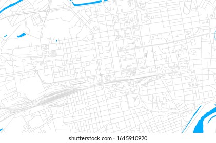Bright vector map of Abakan, Russia with fine tuning between road and water. Use this map as a background for your company or as a high-quality interior design.