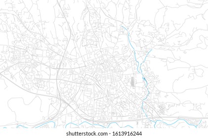 Bright vector map of Aix-en-Provence, France with fine tuning between road and water. Use this map as a background for your company or as a high-quality interior design.