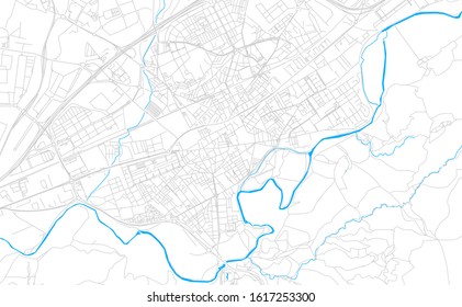 Bright vector map of Alcala de Henares, Spain with fine tuning between road and water. Use this map as a background for your company or as a high-quality interior design.