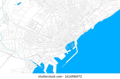 Bright vector map of Alicante, Spain with fine tuning between road and water. Use this map as a background for your company or as a high-quality interior design.