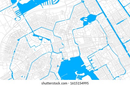 Bright vector map of  Almere, Netherlands with fine tuning between road and water. Use this map as a background for your company or as a high-quality interior design.