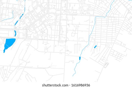 Bright vector map of Almetyevsk, Russia with fine tuning between road and water. Use this map as a background for your company or as a high-quality interior design.