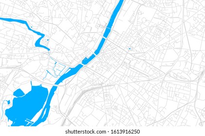 Bright vector map of Angers, France with fine tuning between road and water. Use this map as a background for your company or as a high-quality interior design.