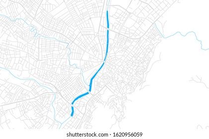 Bright vector map of Antakya, Turkey with fine tuning between road and water. Use this map as a background for your company or as a high-quality interior design.