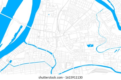 Bright vector map of Astrakhan, Russia with fine tuning between road and water. Use this map as a background for your company or as a high-quality interior design.