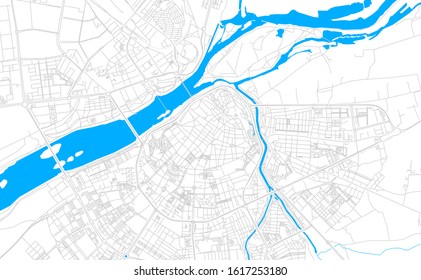 Bright vector map of Badajoz, Spain with fine tuning between road and water. Use this map as a background for your company or as a high-quality interior design.