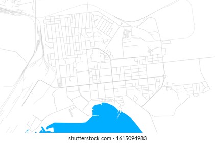 Bright vector map of Balqash, Kazakhstan with fine tuning between road and water. Use this map as a background for your company or as a high-quality interior design.