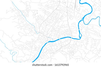 Bright vector map of Banja Luka, Bosnia and Herzegovina with fine tuning between road and water. Use this map as a background for your company or as a high-quality interior design.