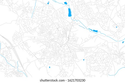 Bright vector map of Barnsley, England with fine tuning between road and water. Use this map as a background for your company or as a high-quality interior design.