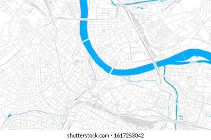 Bright vector map of Basel, Switzerland with fine tuning between road and water. Use this map as a background for your company or as a high-quality interior design.
