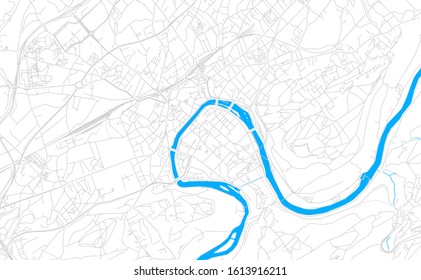 Bright vector map of Besancon, France with fine tuning between road and water. Use this map as a background for your company or as a high-quality interior design.