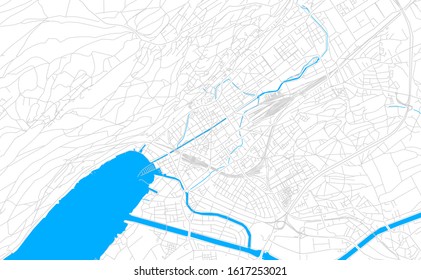 Bright vector map of Biel/Bienne, Switzerland with fine tuning between road and water. Use this map as a background for your company or as a high-quality interior design.