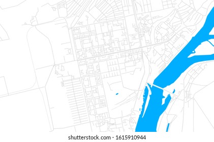 Bright vector map of Biysk, Russia with fine tuning between road and water. Use this map as a background for your company or as a high-quality interior design.