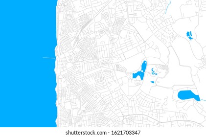 Bright vector map of Blackpool, England with fine tuning between road and water. Use this map as a background for your company or as a high-quality interior design.