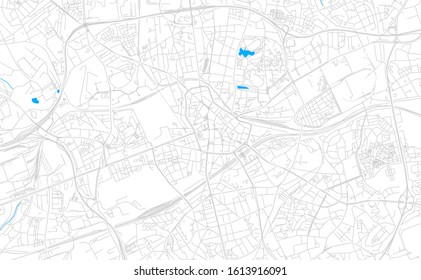 Bright vector map of Bochum, Germany with fine tuning between road and water. Use this map as a background for your company or as a high-quality interior design.