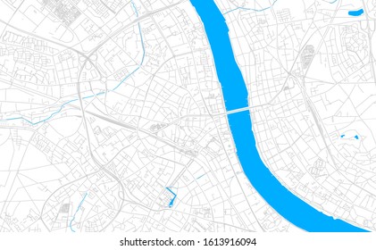 Bright vector map of Bonn, Germany with fine tuning between road and water. Use this map as a background for your company or as a high-quality interior design.