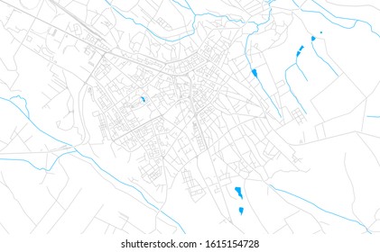 Bright vector map of Botosani, Romania with fine tuning between road and water. Use this map as a background for your company or as a high-quality interior design.